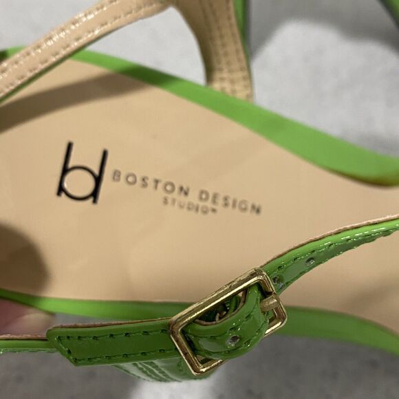 BOSTON DESIGN STUDIO Sandals US 9M Strappy Lime Green Patent Finish High Heels - Picture 3 of 8